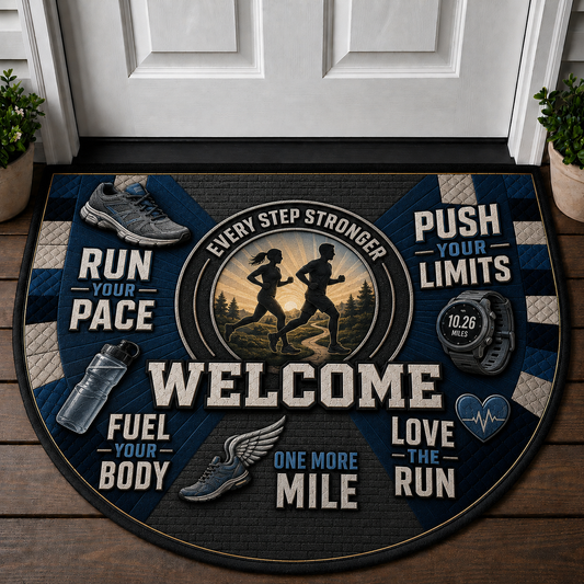 Running Welcome Mat - Motivational Trail Runner Outdoor Doormat - 5to9vibe
