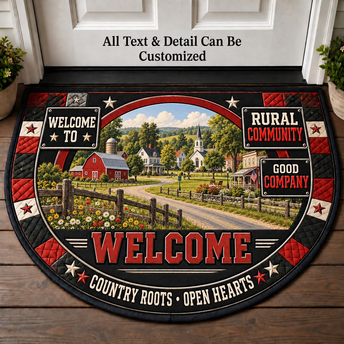 Rural Community Personalized Half Round Mat | 5To9Vibe