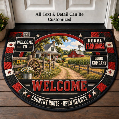 Rural Farmhouse Personalized Half Round Mat | 5To9Vibe