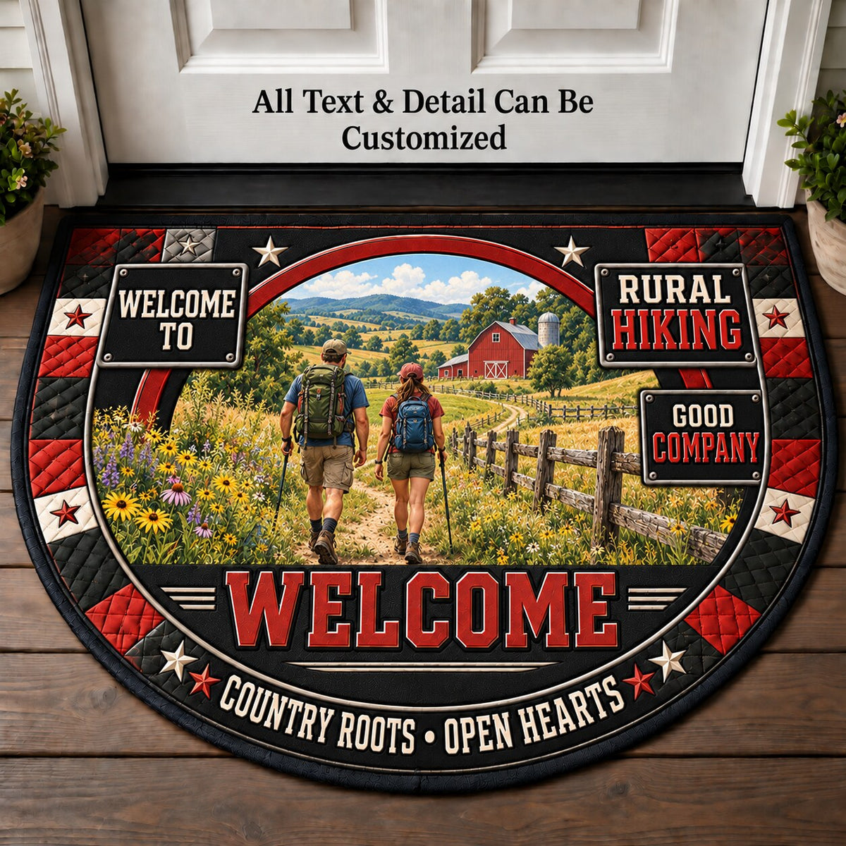 Rural Hiking Personalized Half Round Mat | 5To9Vibe