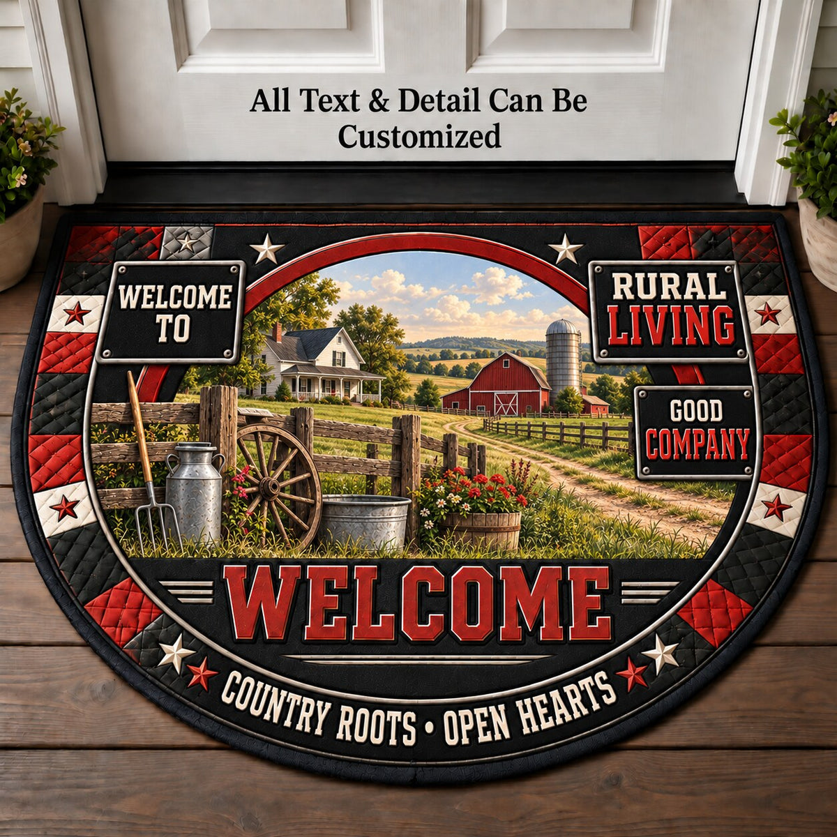 Rural Living Personalized Half Round Mat | 5To9Vibe
