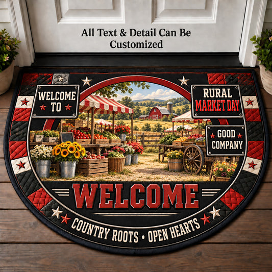 Rural Market Day Personalized Half Round Mat | 5To9Vibe