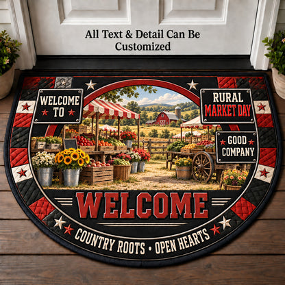 Rural Market Day Personalized Half Round Mat | 5To9Vibe