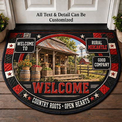 Rural Mercantile Personalized Half Round Mat | 5To9Vibe