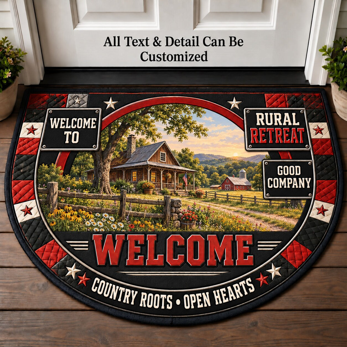 Rural Retreat Personalized Half Round Mat | 5To9Vibe
