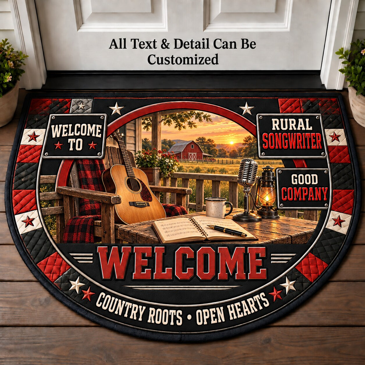 Rural Songwriter Personalized Half Round Mat | 5To9Vibe