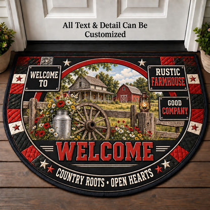 Rustic Farmhouse Personalized Half Round Mat | 5To9Vibe