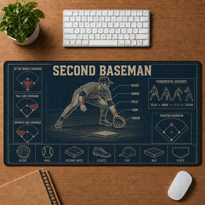 Second Baseman Blueprint Desk Mat | 5To9Vibe