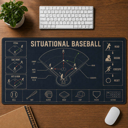 Situational Baseball Blueprint Desk Mat | 5To9Vibe
