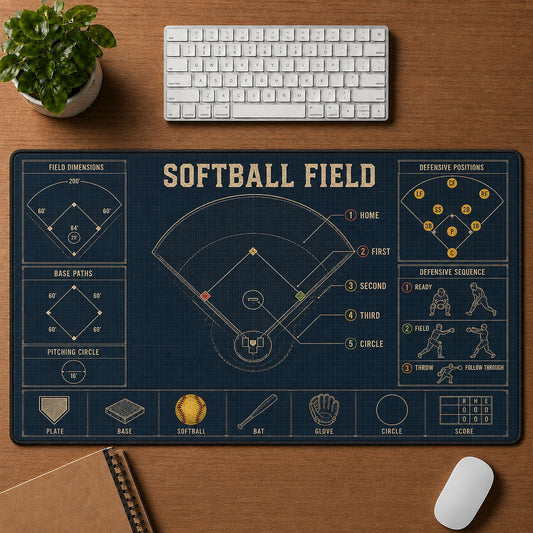 Softball Field Blueprint Desk Mat | 5To9Vibe
