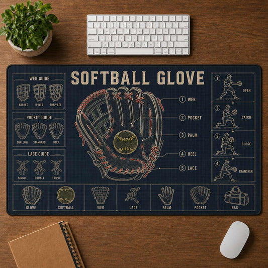 Softball Glove Blueprint Desk Mat | 5To9Vibe