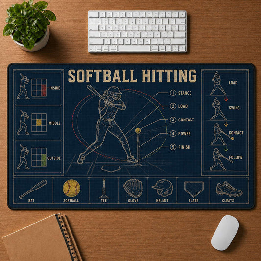 Softball Hitting Blueprint Desk Mat | 5To9Vibe