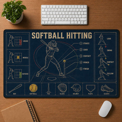 Softball Hitting Blueprint Desk Mat | 5To9Vibe
