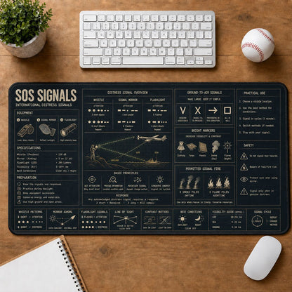 SOS Signals Outdoor Skills Field Guide Desk Mat | 5To9Vibe