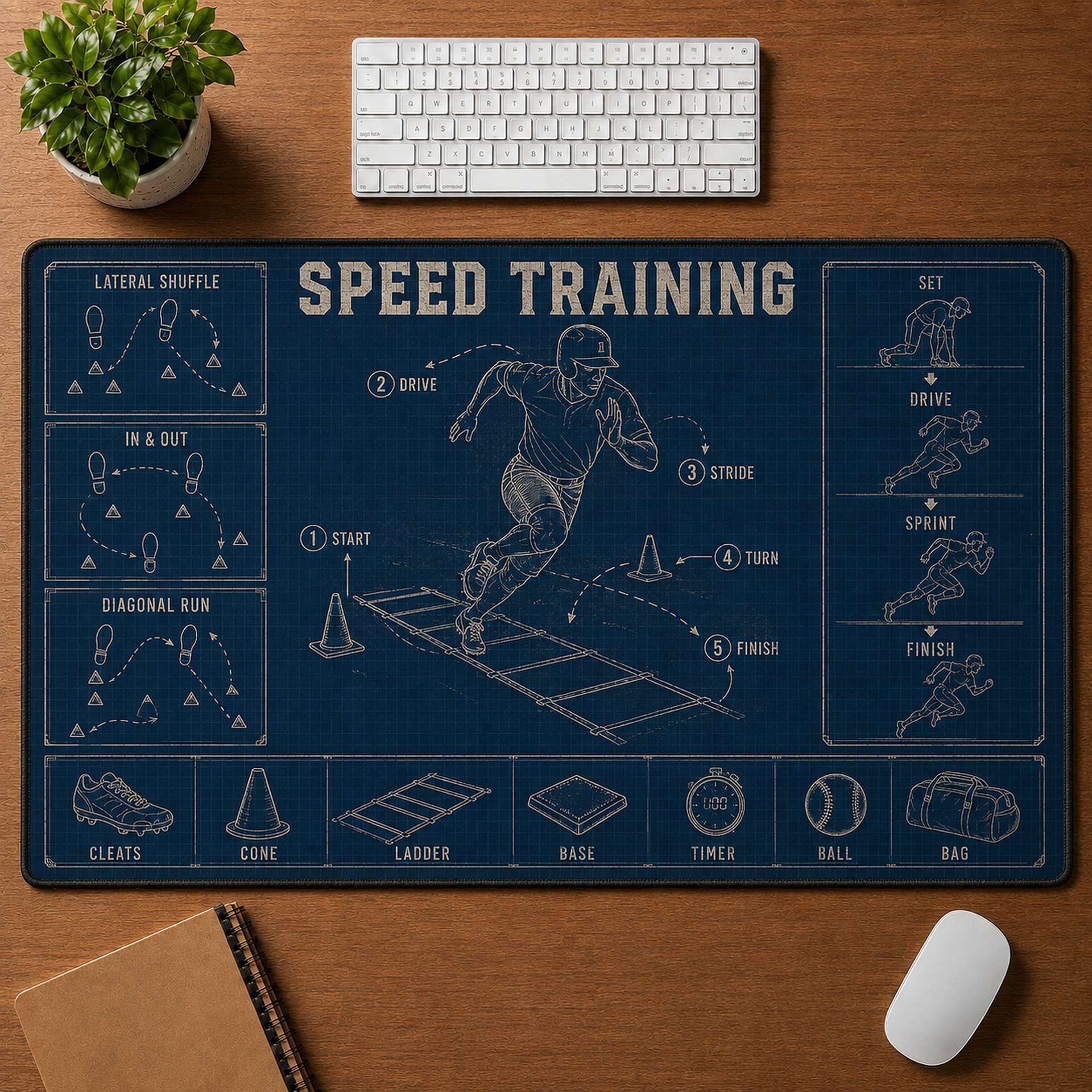 Speed Training Blueprint Desk Mat | 5To9Vibe