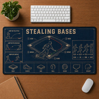Stealing Bases Blueprint Desk Mat | 5To9Vibe