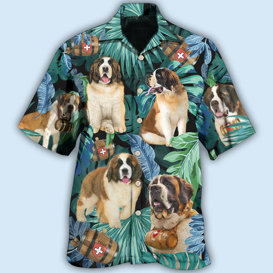 Saint Bernard Dog Tropical Leaf Style - Hawaiian Shirt 