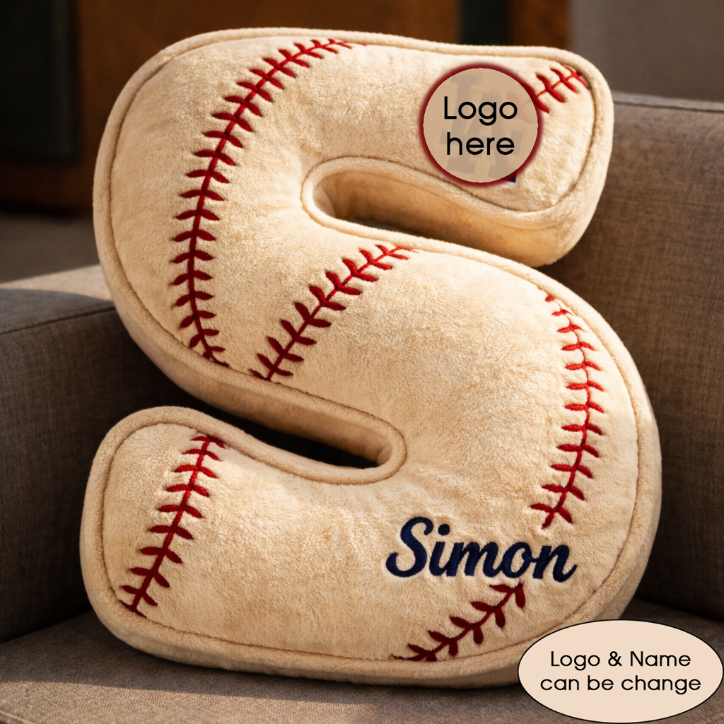 Baseball Pillow Custom Name & Logo Gift For Kids, Friends, Family Irregular-Shaped Pillow Custom-Shaped Pillow-5TO9VIBE