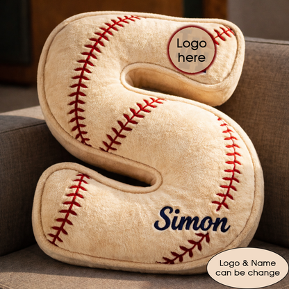 Baseball Pillow Custom Name & Logo Gift For Kids, Friends, Family Irregular-Shaped Pillow Custom-Shaped Pillow-5TO9VIBE