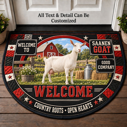 Saanen Goat Personalized Half Round Mat | 5To9Vibe