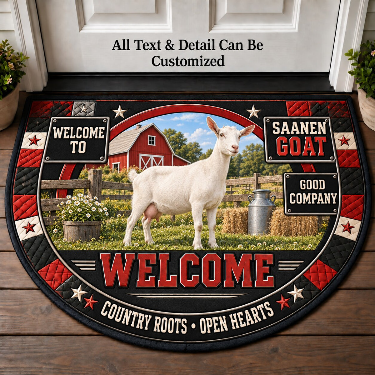 Saanen Goat Personalized Half Round Mat | 5To9Vibe