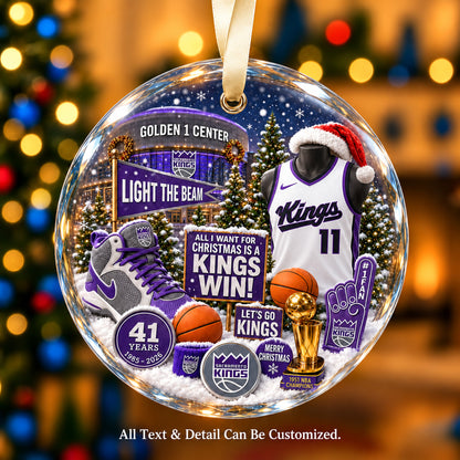 Sacramento Kings Jersey Snow Globe Glass Ornament