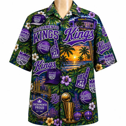 All Basketball Teams Tropical Sunset Paradise Pattern Vibe Summer Party Button-Up Unisex Hawaiian Shirt For Men and Women