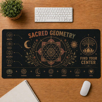 Mandala Hippie Desk Mat Mouse Pad | 5To9Vibe - Sacred Geometry style