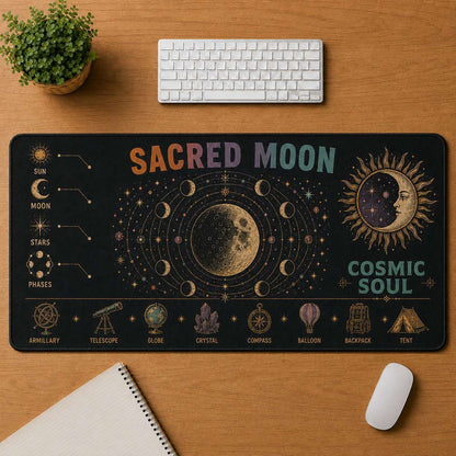 Cosmic Eye Hippie Desk Mat Mouse Pad | 5To9Vibe - Sacred Moon style
