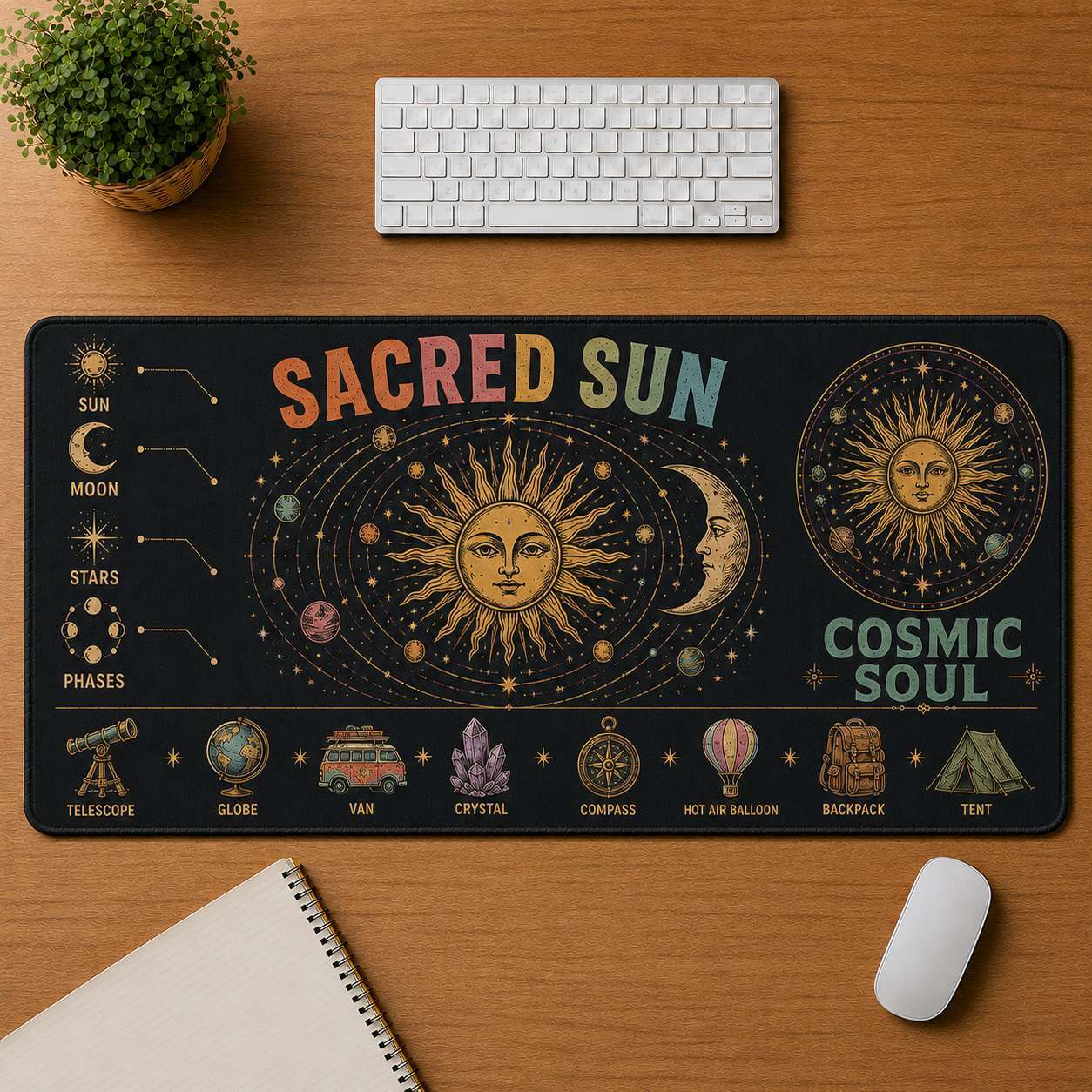 Cosmic Eye Hippie Desk Mat Mouse Pad | 5To9Vibe - Sacred Sun style
