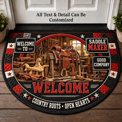 Saddle Maker Personalized Half Round Mat | 5To9Vibe