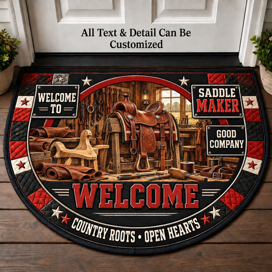 Saddle Maker Personalized Half Round Mat | 5To9Vibe