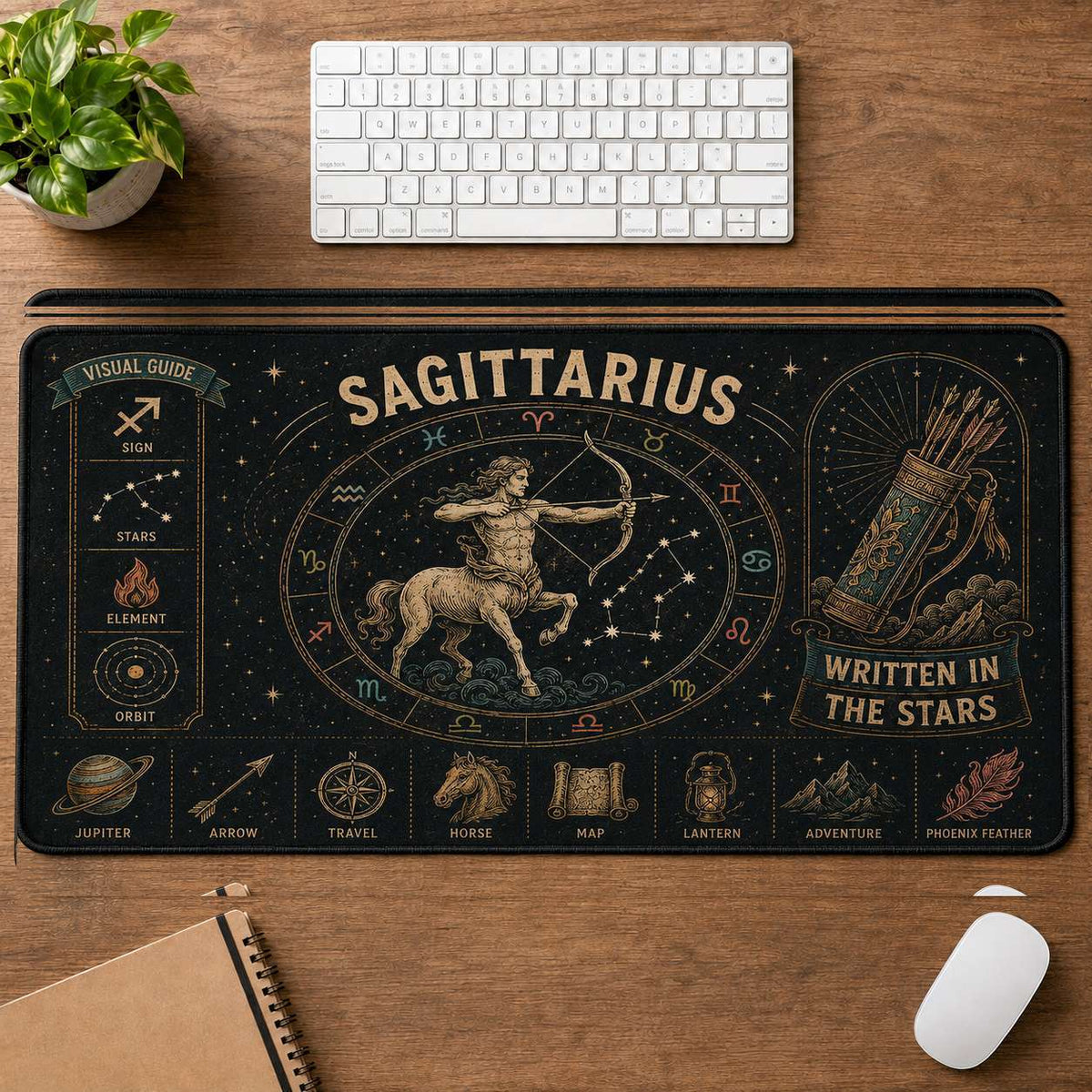 Zodiac & Astrology Hippie Desk Mat Mouse Pad | 5To9Vibe - Sagittarius style