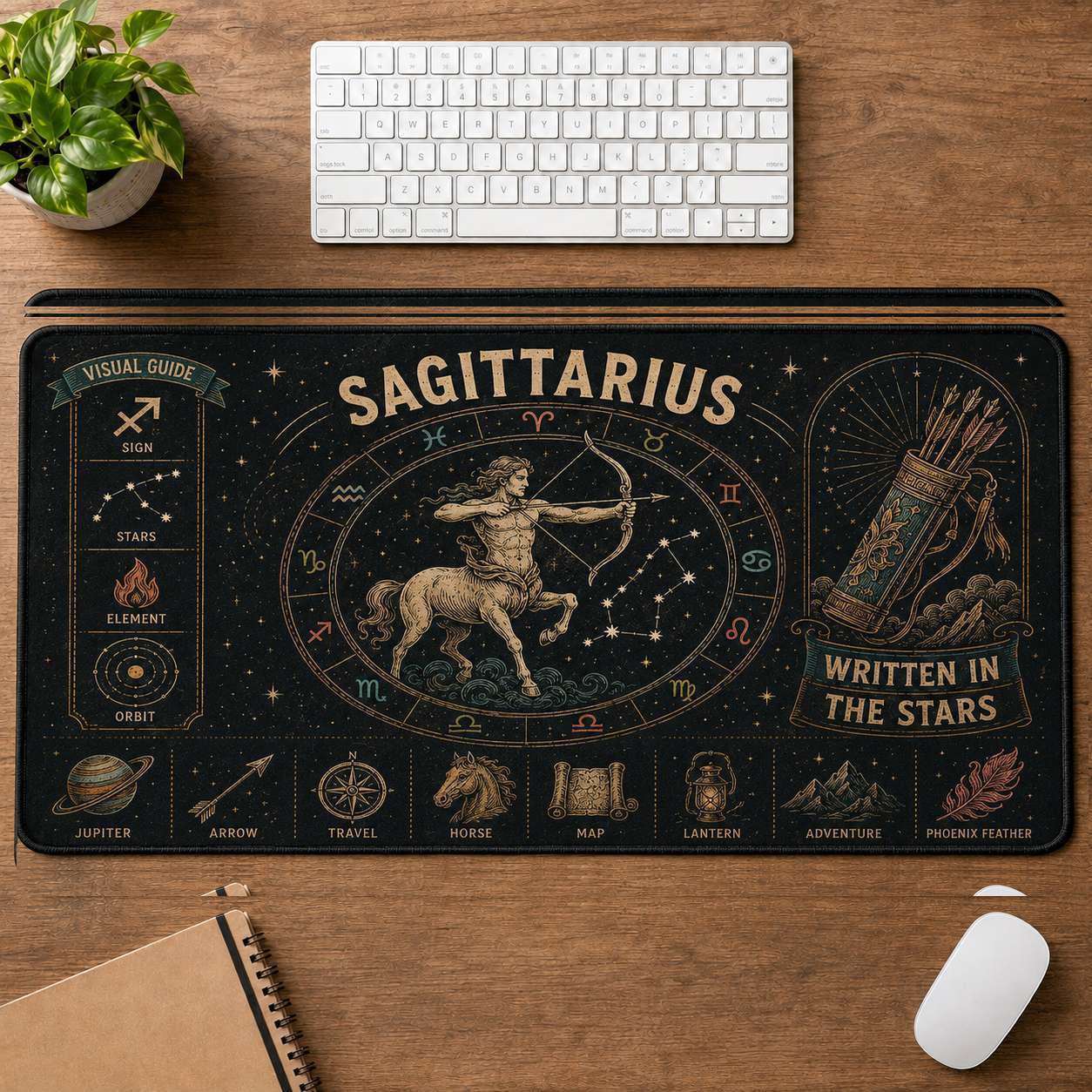 Aquarius Hippie Desk Mat Mouse Pad | 5To9Vibe - Sagittarius style