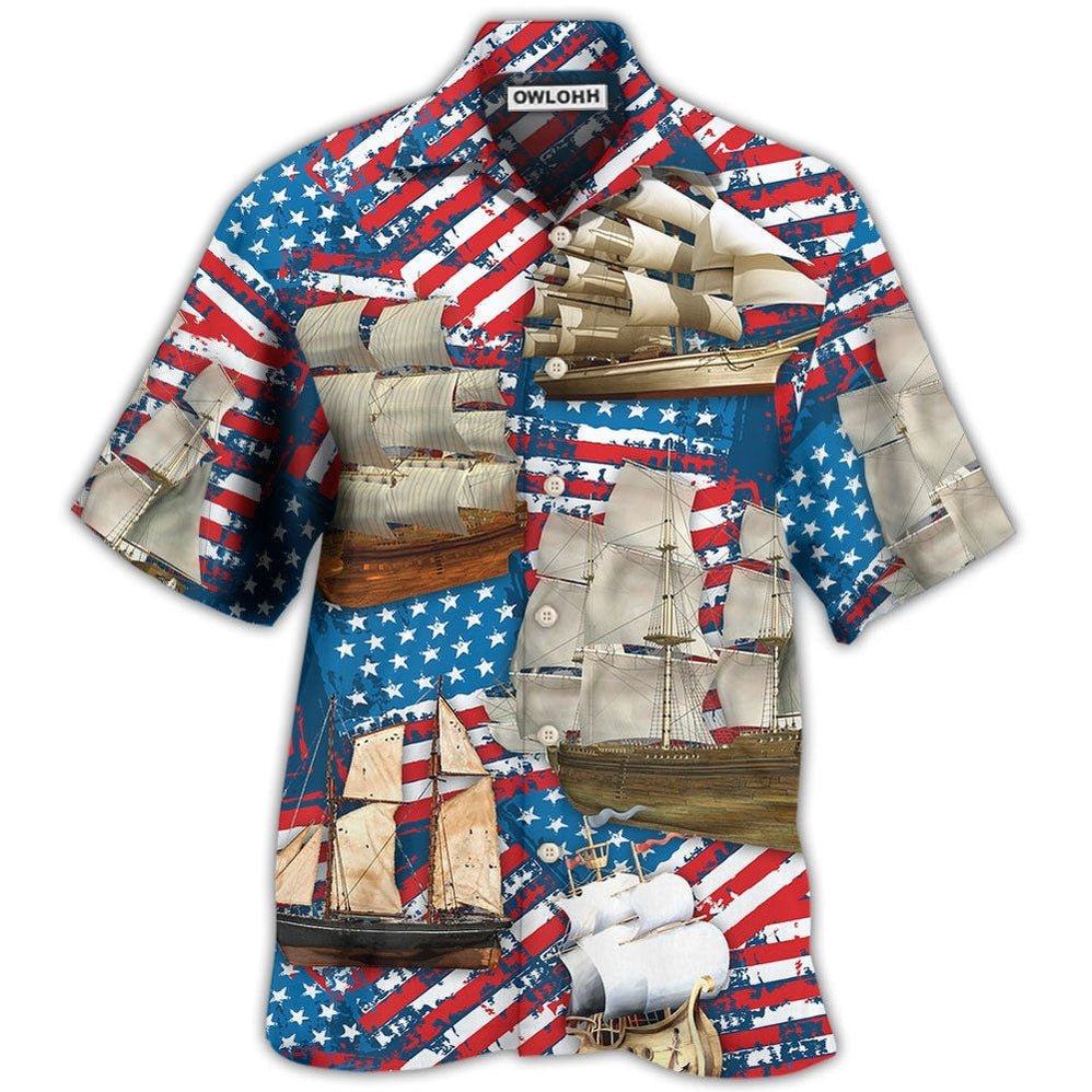 Hawaiian Shirt / Adults / S Sailing America Independence Day - Hawaiian Shirt 