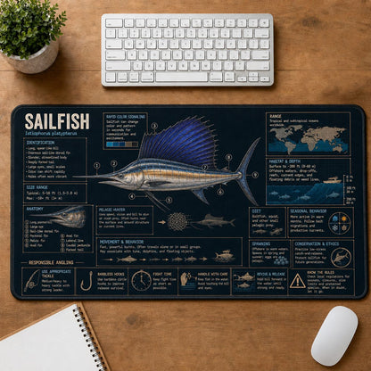 Sailfish Fishing Field Guide Desk Mat | 5To9Vibe