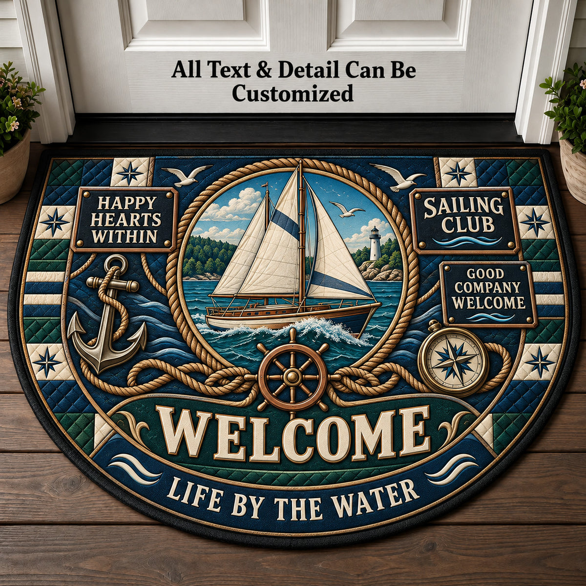 Sailing Club Personalized Half Round Mat | 5To9Vibe