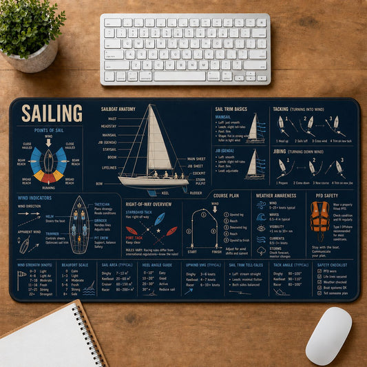 Sailing Sports Visual Guide Desk Mat | 5To9Vibe