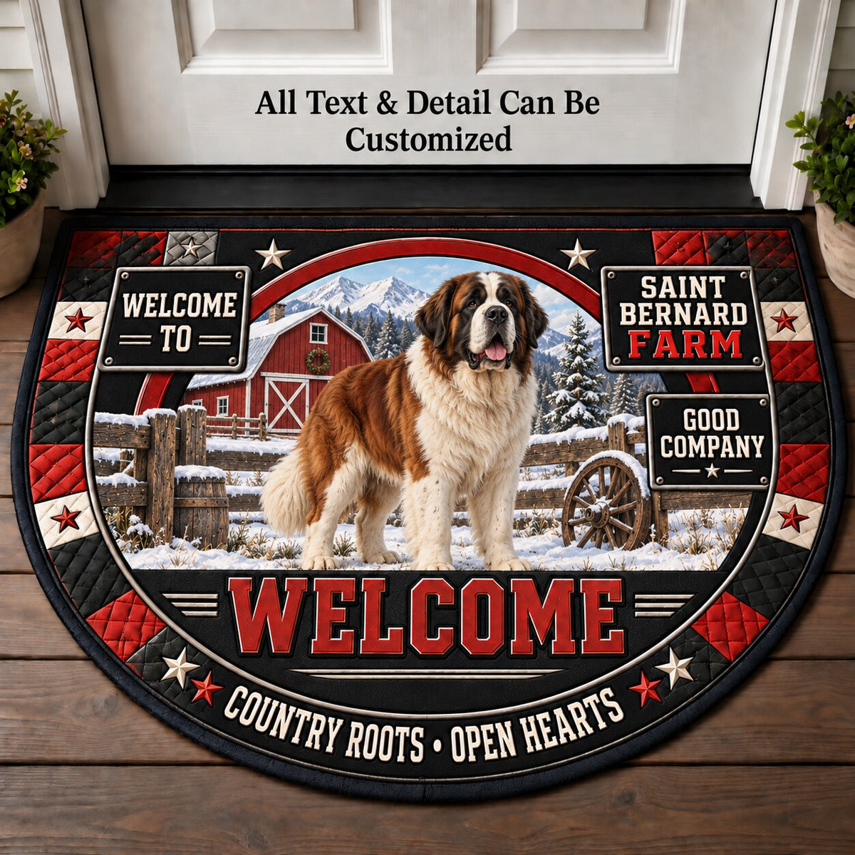 Saint Bernard Farm Personalized Half Round Mat | 5To9Vibe