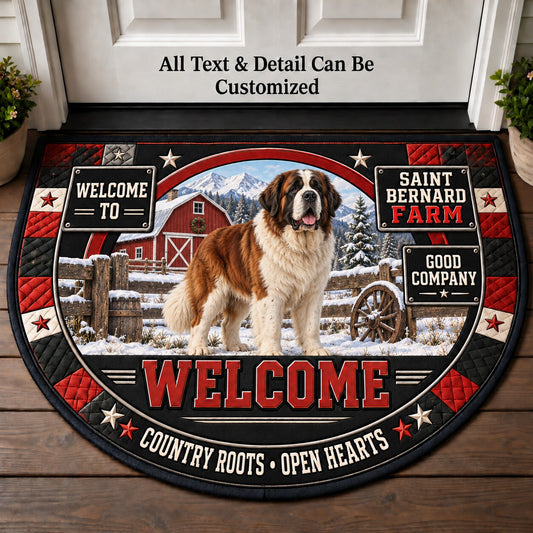 Saint Bernard Farm Personalized Half Round Mat | 5To9Vibe