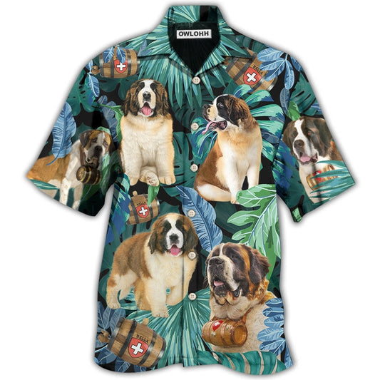 Hawaiian Shirt / Adults / S Saint Bernard Dog Tropical Leaf Style - Hawaiian Shirt 
