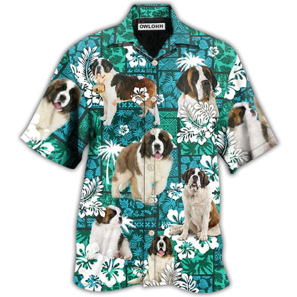 Hawaiian Shirt / Adults / S Saint Bernard Tropical Dog Green Lovely - Hawaiian Shirt 