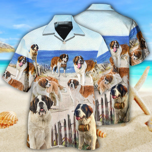 Saint Bernard Dog Funny Beach Style - Hawaiian Shirt 