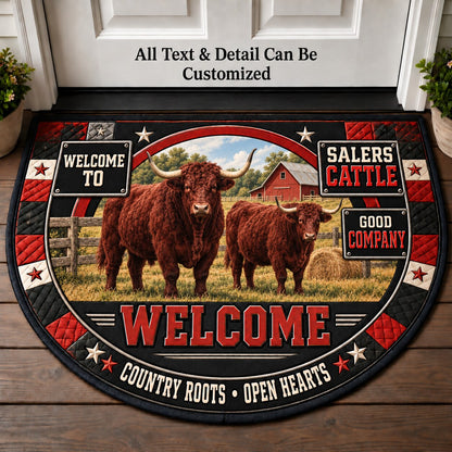 Salers Cattle Personalized Half Round Mat | 5To9Vibe