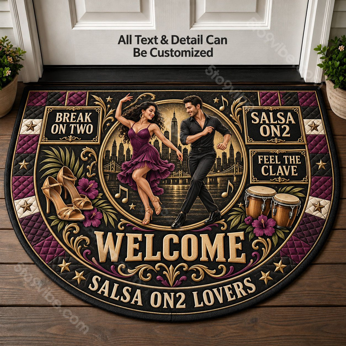 Salsa On2 Personalized Half Round Mat | 5To9Vibe