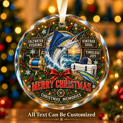 Saltwater Fishing Personalized Glass Ornament | 5To9Vibe