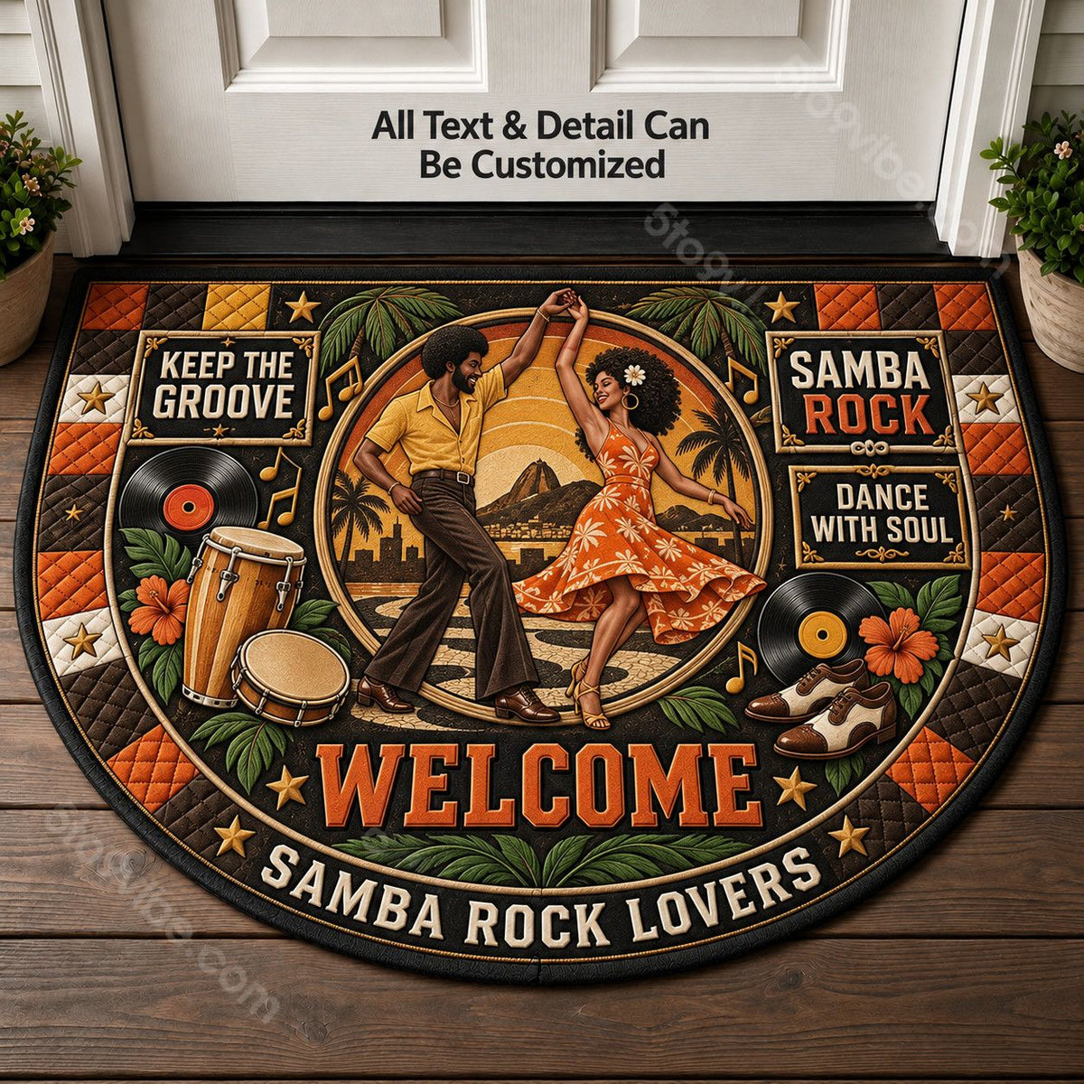 Samba Rock Personalized Half Round Mat | 5To9Vibe