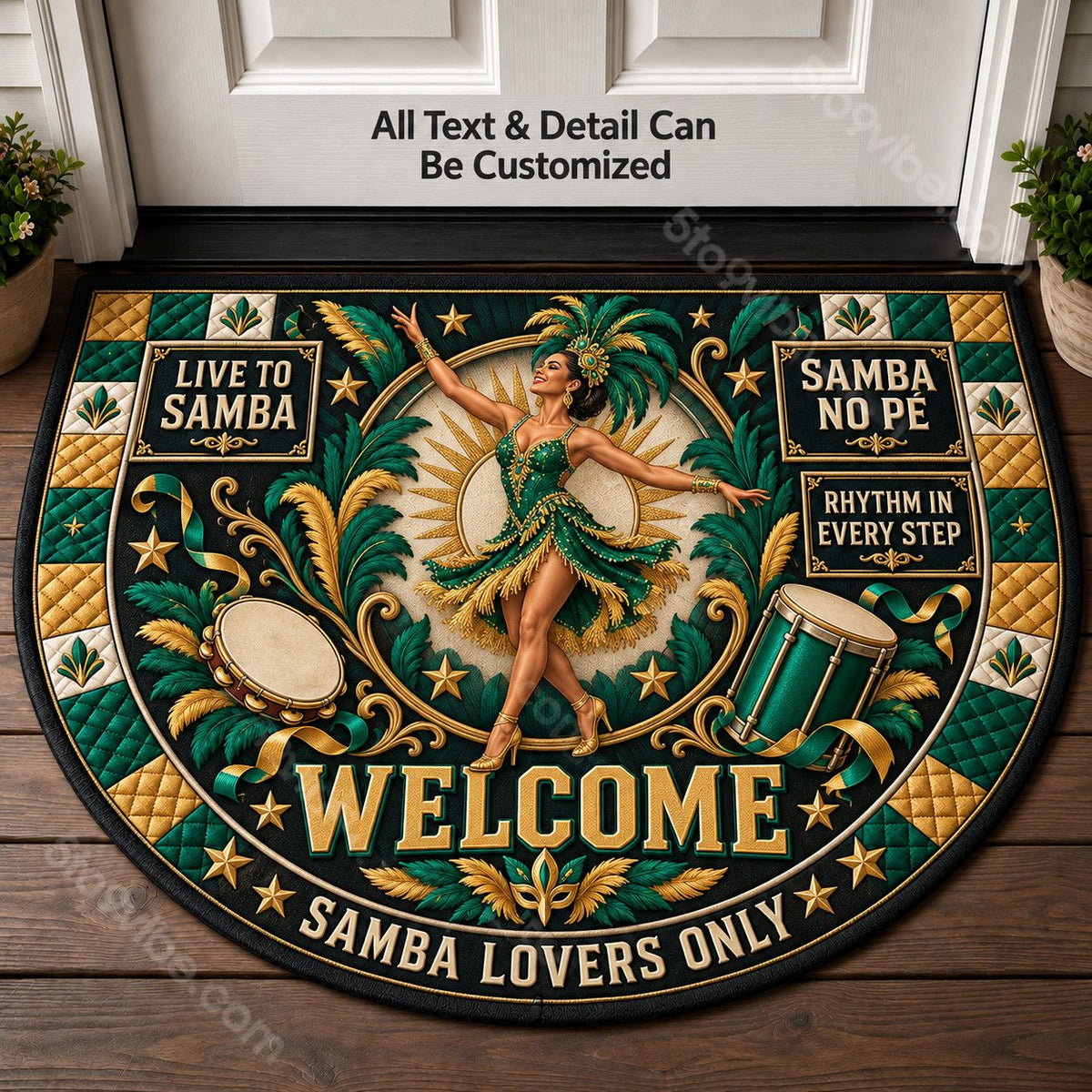 Samba No Pe Personalized Half Round Mat | 5To9Vibe