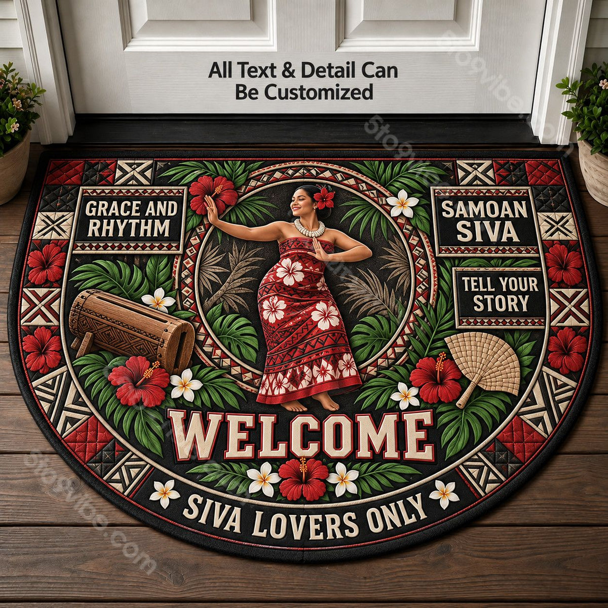 Samoan Siva Personalized Half Round Mat | 5To9Vibe