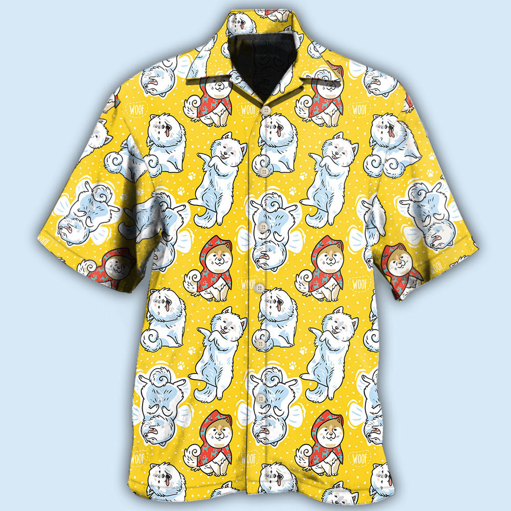 Samoyed Dog Yellow Lover - Hawaiian Shirt 